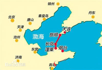 渤海湾海底隧道示意图