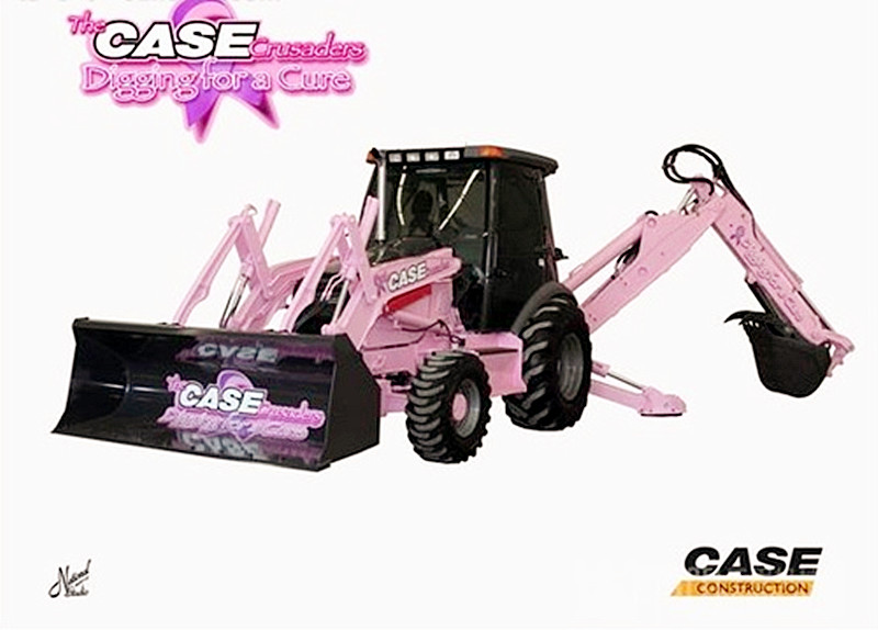 凯斯挖掘装载机穿“粉色装”推广癌症防治意识